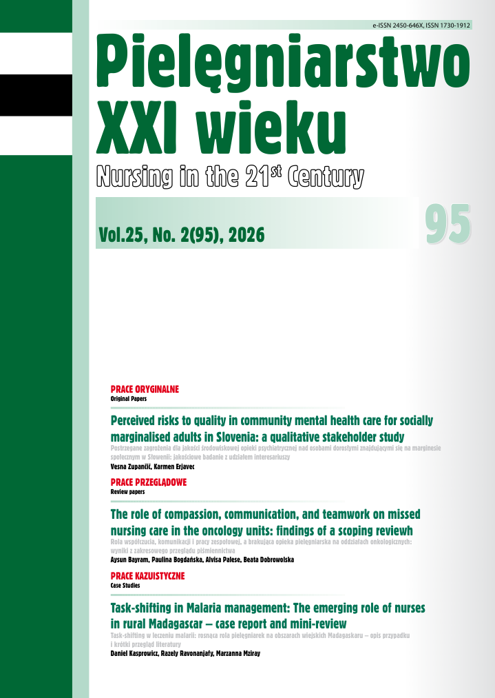 					View Vol. 25 No. 2 (95) (2026): Pielęgniarstwo XXI wieku
				