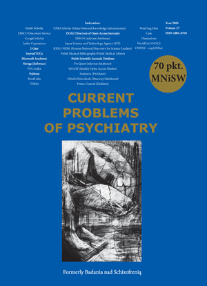 					View Vol. 27 (2026): Current Problems of Psychiatry
				
